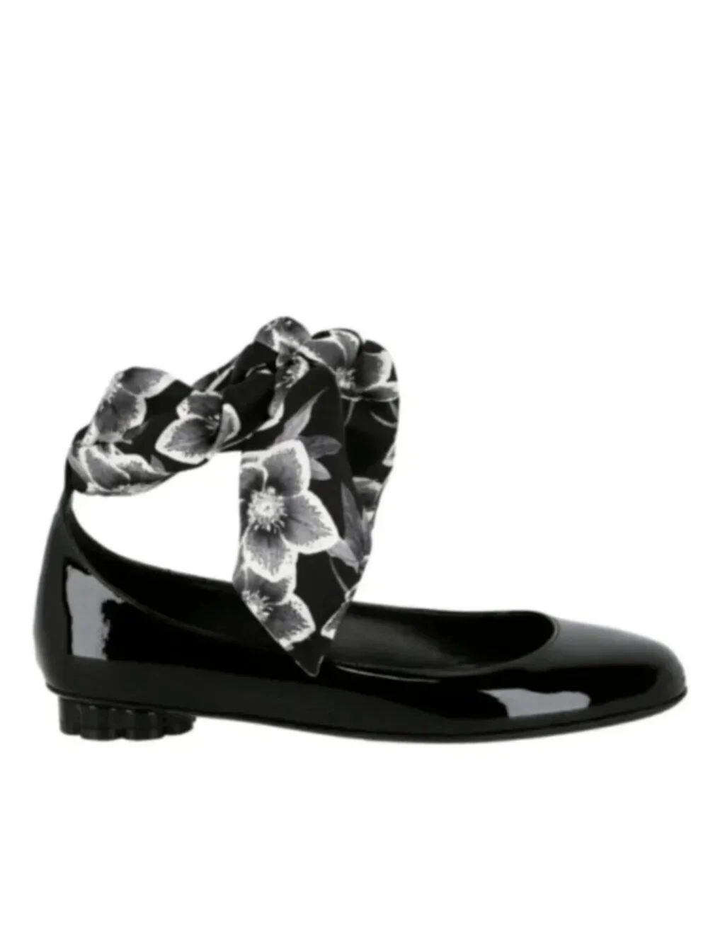 Salvatore Ferragamo Cefalu Black Patent Leather Ballet Foulard Bow Flats $695